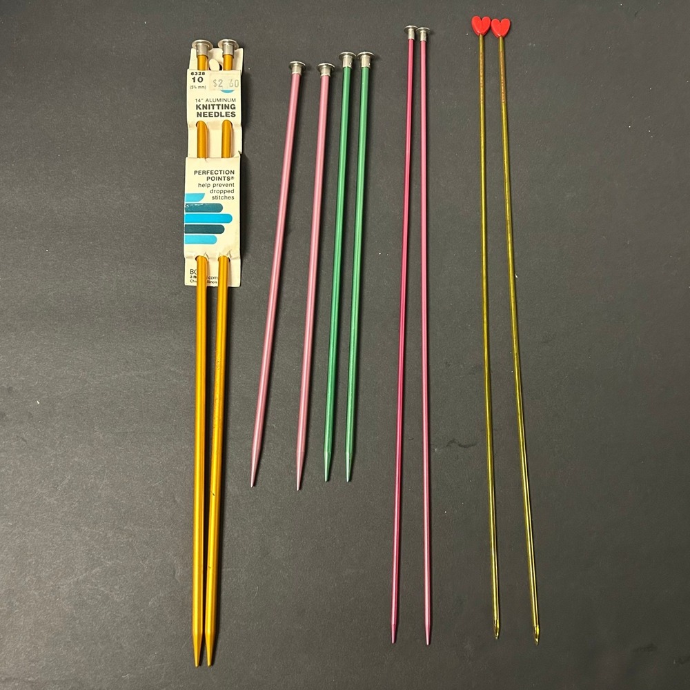 Vintage Boye‎ Chadwick's Knitting Needles Lot 5 Pairs Multicolor Aluminum